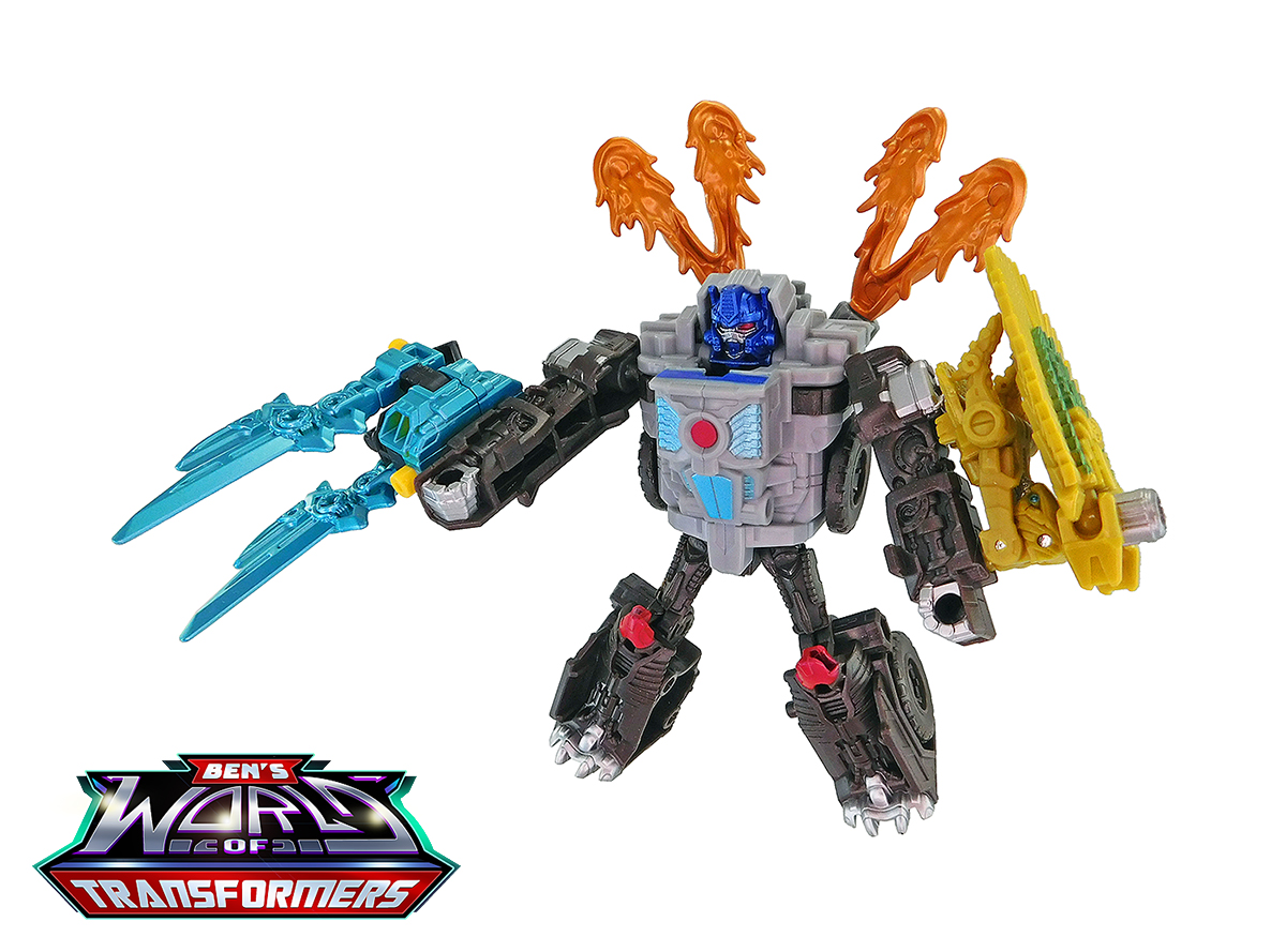 "Optimus Primal with accessories attached"